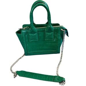ZARA Green Mock Croc Mini Tote Crossbody Bag Chain Strap‎ Very Good Condition